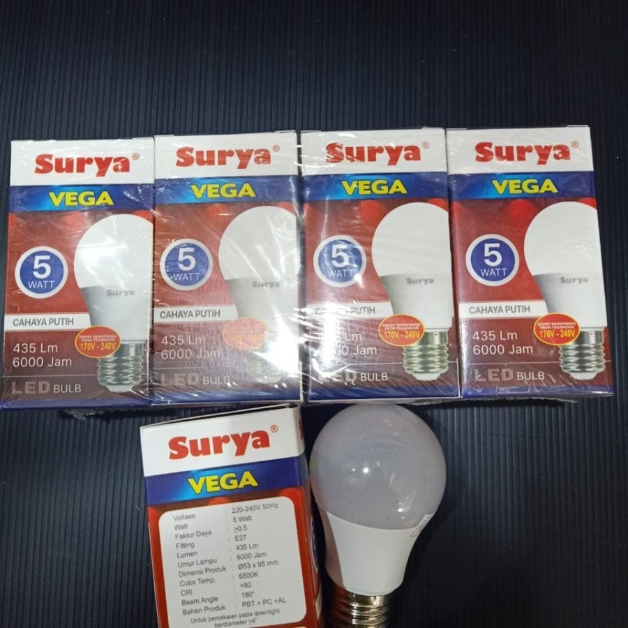 Lampu LED Bulb Surya Vega 5 Watt Putih Murah Terang Begaransi