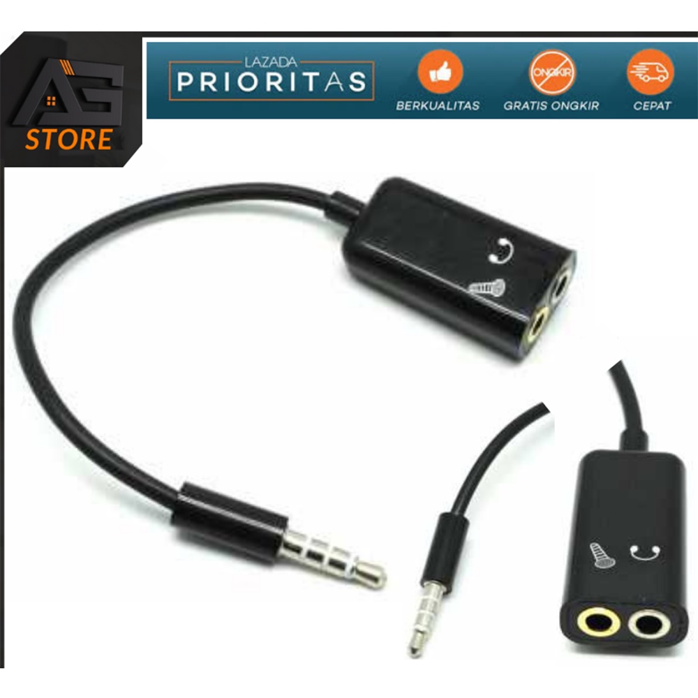 Adaptor Jack Audio 3.5mm 2in1 Untuk Aksesoris Headphone