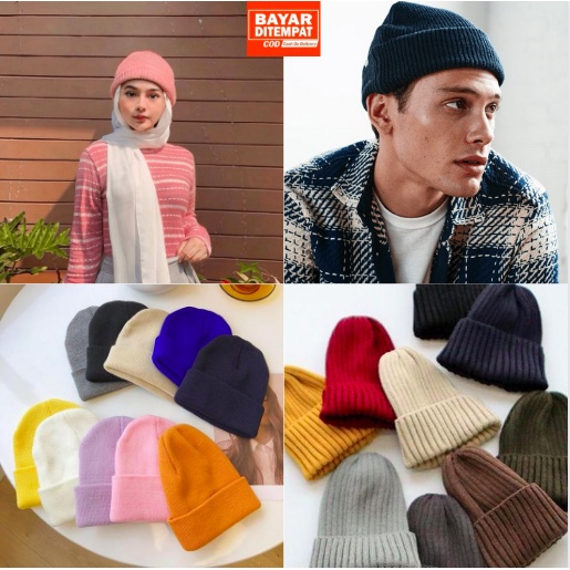 Beanie Hat / Kupluk Rajut Short Model Remaja Dewasa Unisex Kualitas Premium