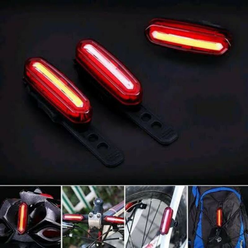 Lampu belakang sepeda 2 warna merah biru NQY 100 lumens COB LED