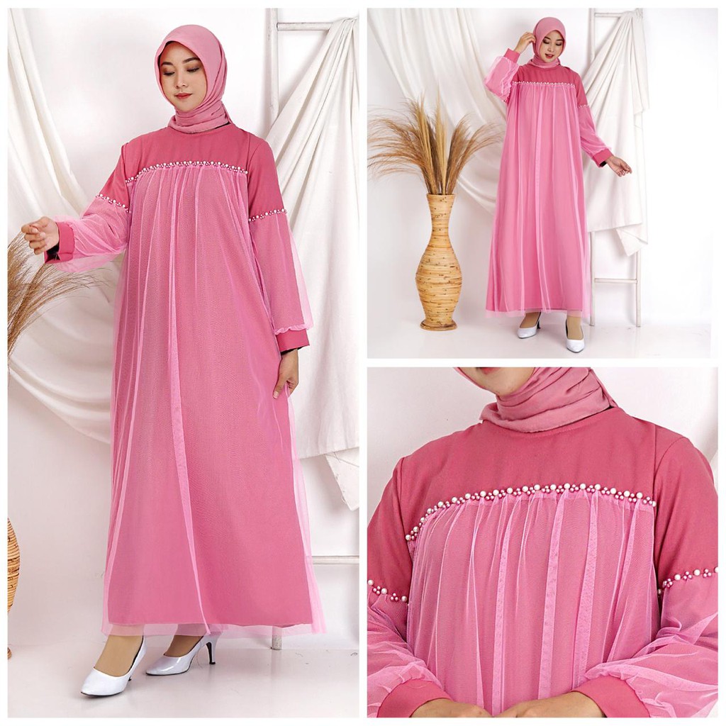 (REALPICT) ZOYA MAXY GAMIS TILE BISA JUMBO BIGSIZE MOSCREPE PAYET MUTIARA MEWAH MAXI DRESS MUSLIM