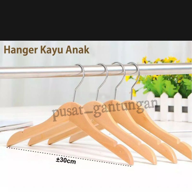 Hanger kayu anak(Wood) warna Natural (1 Lusin) / Gantungan
