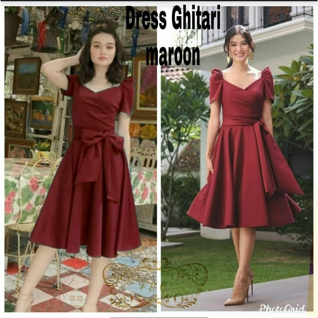 PCS DRESS GHITARI BAHAN MOSCREPE FE FASHION PAKAIAN WANITA