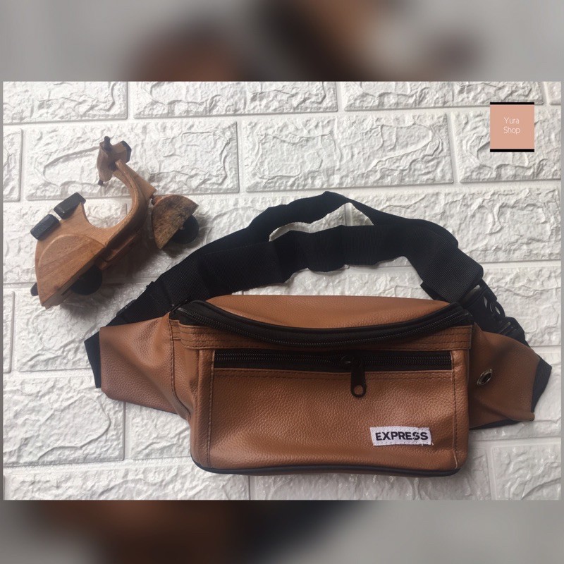 Waist Bag Cowok Express | Tas Pinggang Selempang Pria Motif Express Polos