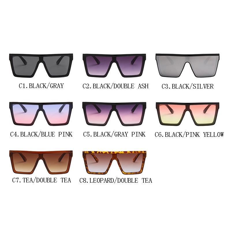 Kacamata Hitam Lensa Gradasi Bentuk Kotak Oversized Gaya Retro Untuk Wanita