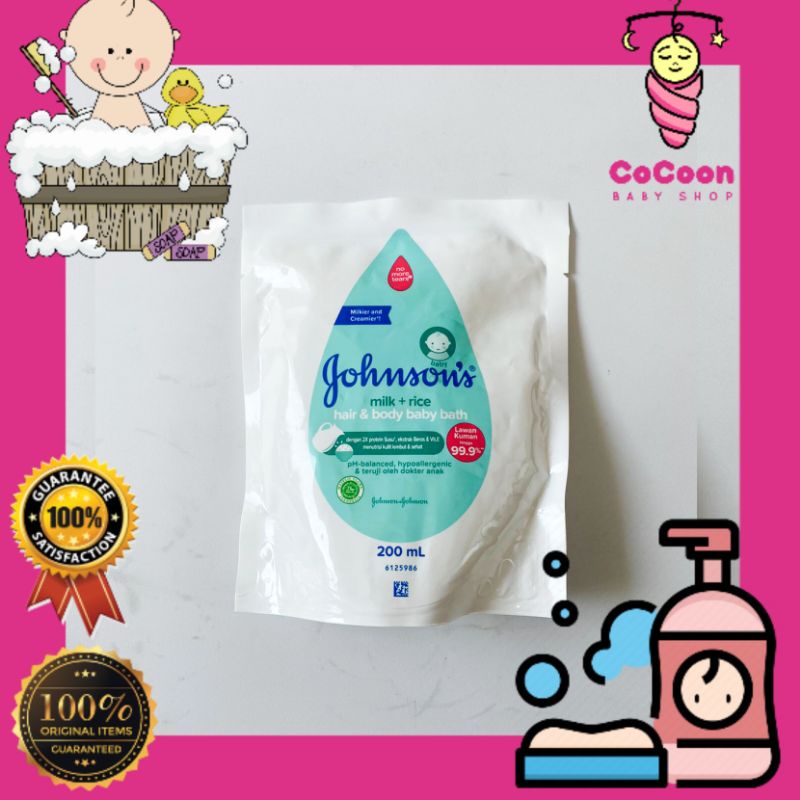 Johnson Milk Rice Hair And Body Refill 200ml / Shampo dan Sabun Bayi