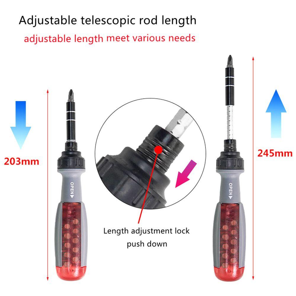 Solighter Obeng Teleskopik Rumah Tangga Bit Kepala Hand Tools Combo Set