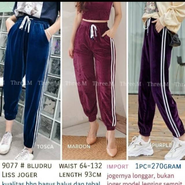 6WARNA BM-9077# Bludru liss Joger TMP Clana Wanita  0133 TBF