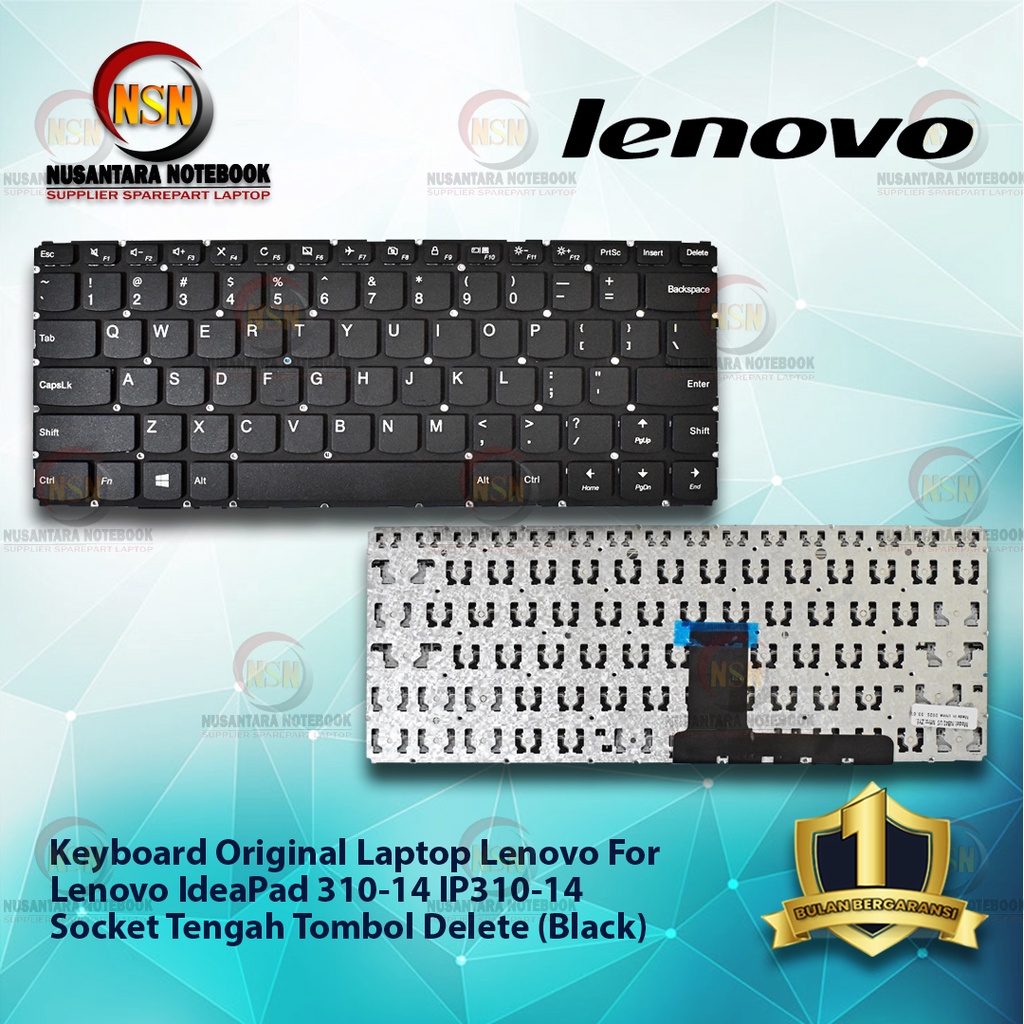 Keyboard Laptop Lenovo IdeaPad 310-14 IP310-14 Hitam Socket Tengah