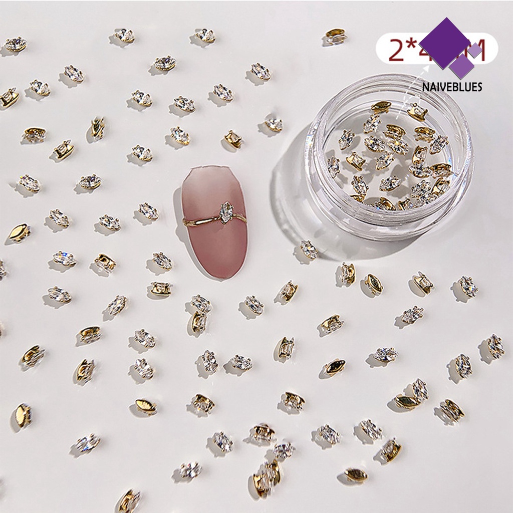 Naiveblue 20Pcs / Set Charms Berlian Imitasi Bentuk Tetesan Air Untuk Dekorasi Nail Art