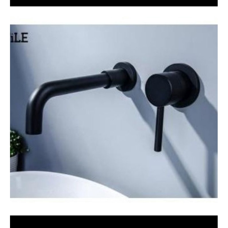 kran wastafel tembok panas dingin hitam