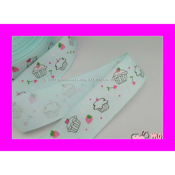 

Pita Grosgrain Sweety Cupcakes Soft Aqua 1 inc (PITA-223) WPC Hobby Craft