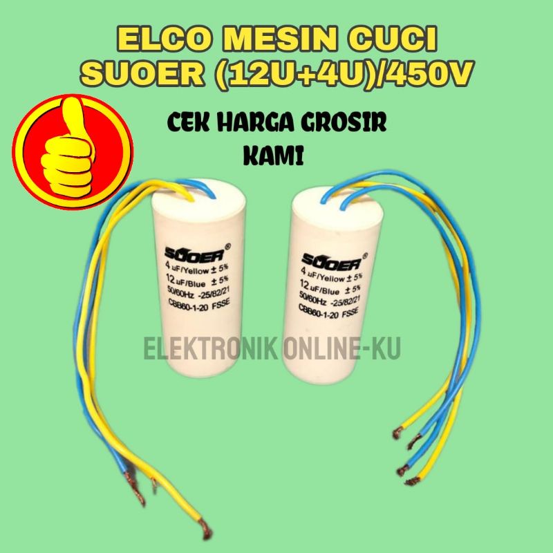 ELCO MESIN CUCI SUOER 12UF 4UF 450VAC