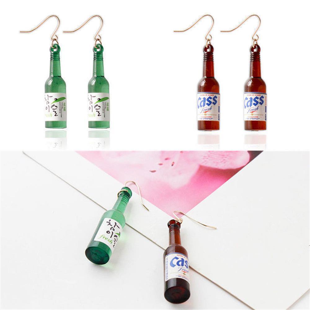 R-flower 1pasang Anting Botol Anggur Kreatif Korea Drop Menjuntai Perhiasan