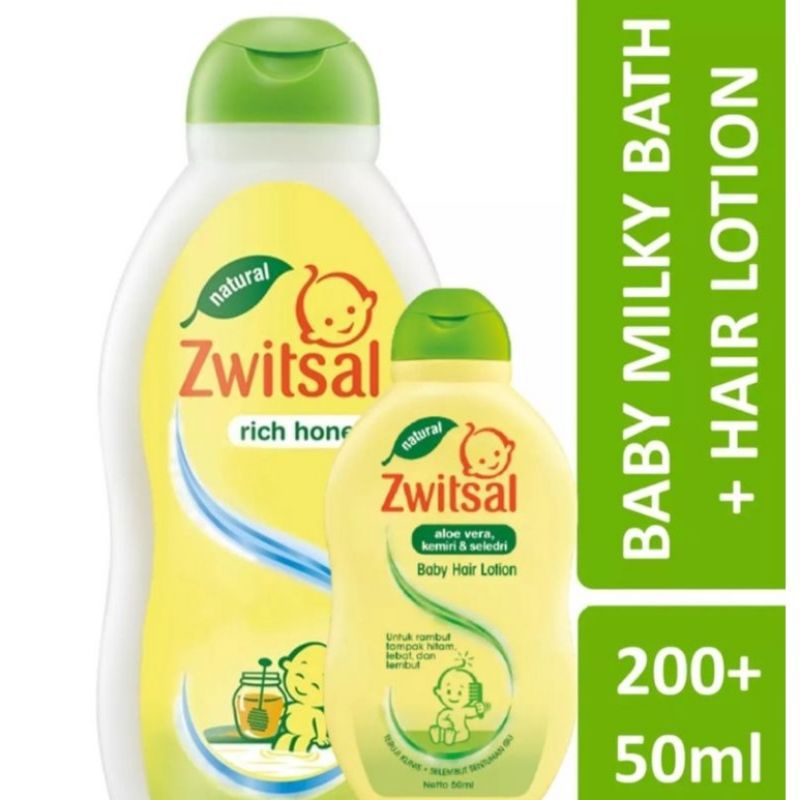 Zwitsal Baby Milk Bath Rick Honey 200 Ml Free Hair Lotion 50 Ml