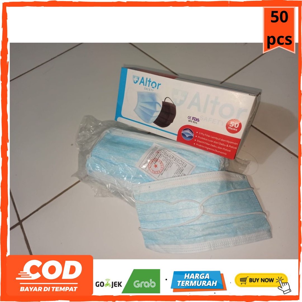 MASKER HIJAB/HEADLOOP  3PLY ISI 50PCS + (BOX)