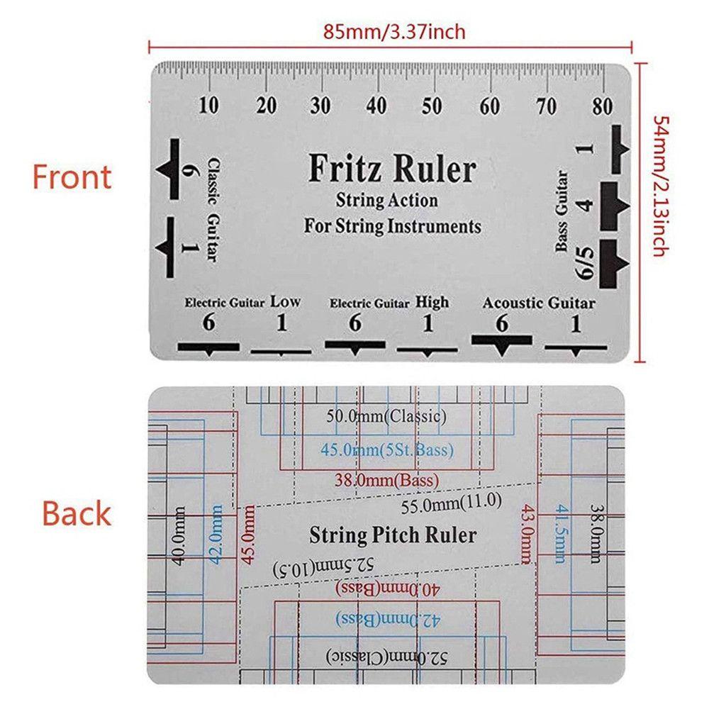 TOP Alat Pengukur Leher Gitar Berlekuk Aksesoris Gitar Elektrik Tepi Lurus Dengan String Action Ruler Untuk Gibson Untuk Fender