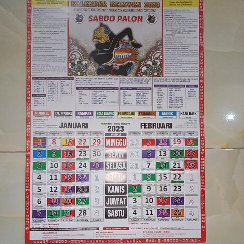 YWA KALENDER KEJAWEN 2023 (sabdo palon original),kalender jawa murah 2023,kalender 2023 hitungan jaw