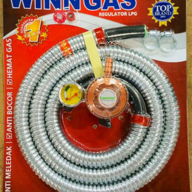 Safety gas , Winn gas , W28  , W 138 , Luzini , Win Gas , Selang Paket Regulator 1.8 Meter