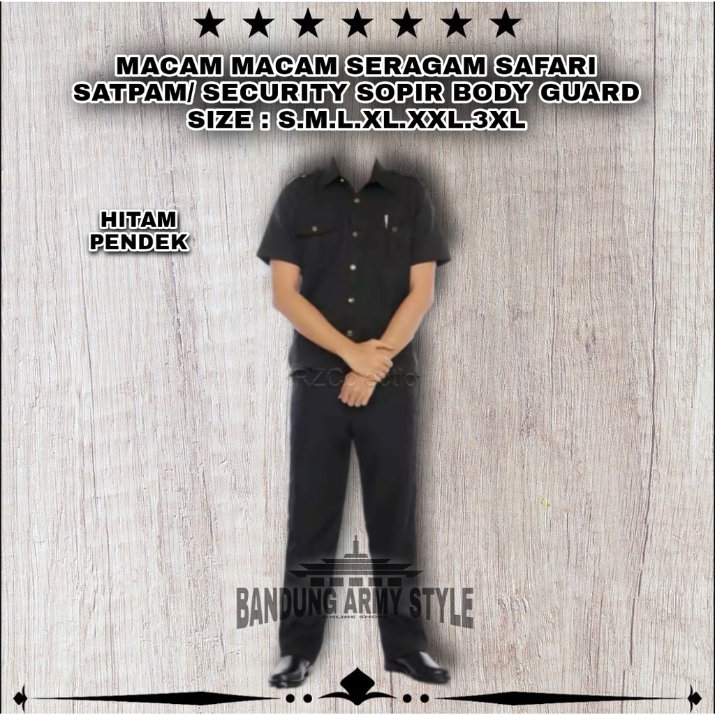 SERAGAM SAFARI / STELAN SAFARI SATPAM / SAFARI PENDEK / SAFARI PANJANG / SAFARI COKLAT