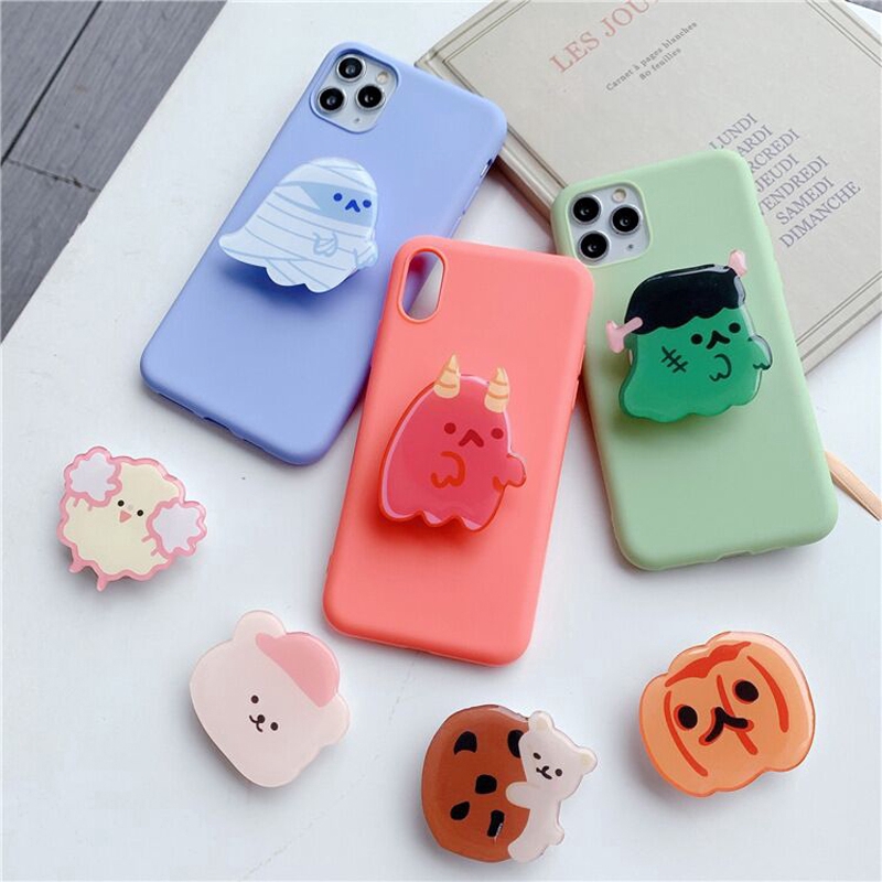 Halloween Finger Holder Bentuk Kartun Ekspresi Lucu Untuk Iphone Oppo Vivo Xiaomi Redmi Samsung