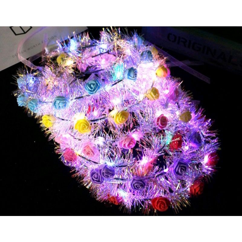 Bando Bunga Led|Bandana Bunga Lampu|Mahkota Bunga Kepala