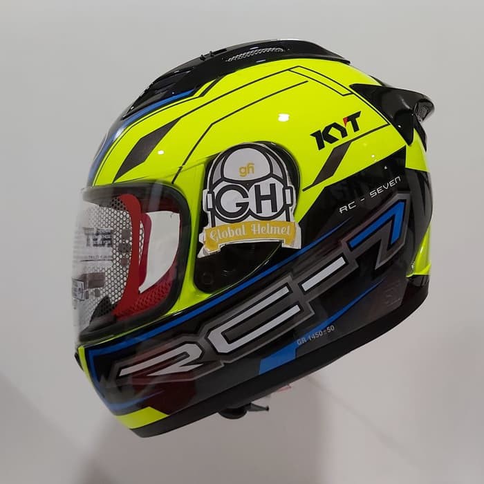 HELM FULL FACE KYT RC7 RC-7 RC SEVEN MOTIF #14 BLACK YELLOW FLO