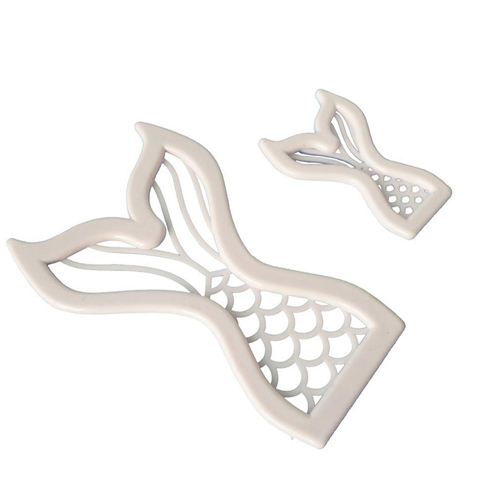 Solighter 2pcs Cetakan Kue Mermaid Plastik Dekorasi Kue Baking Tools Cookie Cutter