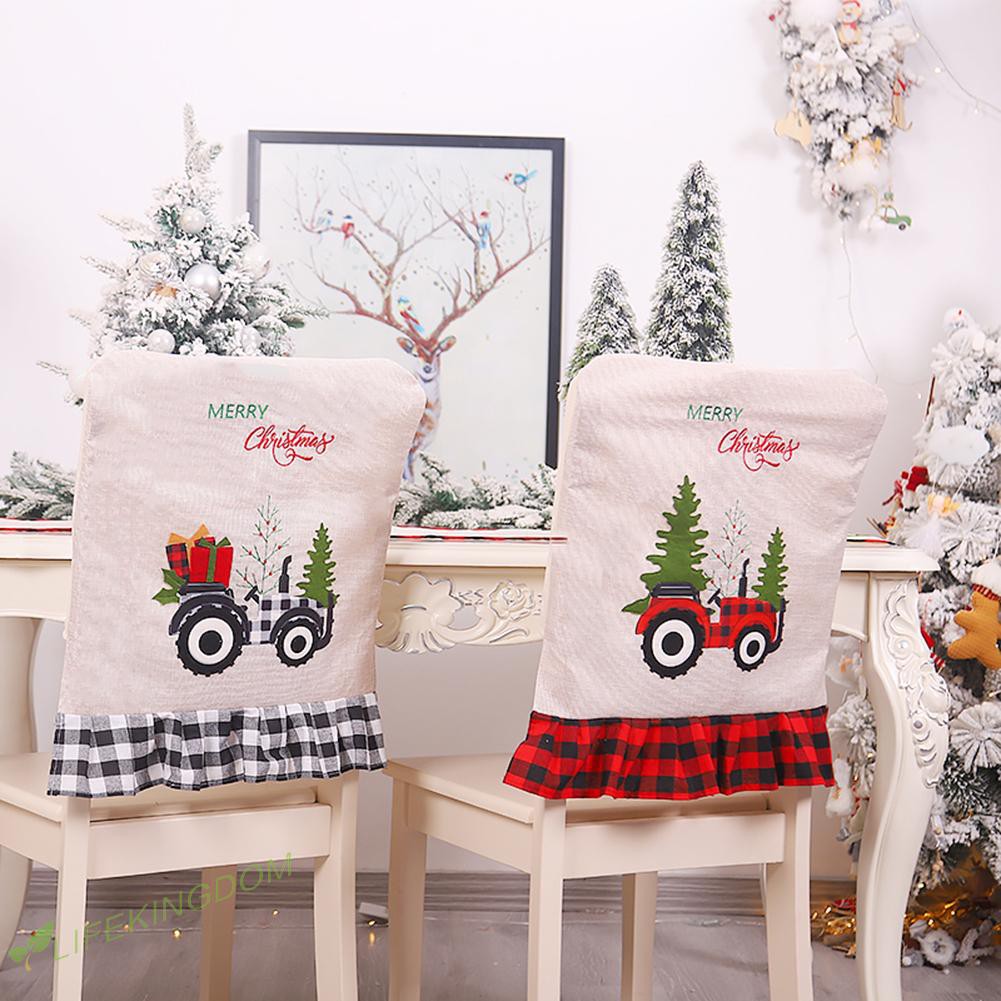 Life Linen Plaid Christmas Chair Cover Dining Chair Back Covers Holiday Decor Shopee Indonesia