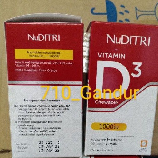Nuditri Vitamin D3 1000iu chewable