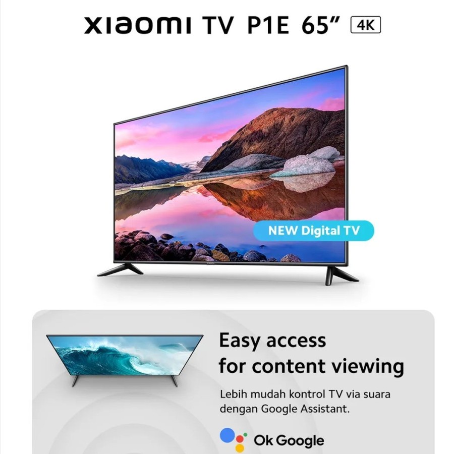 Xiaomi Mi TV P1E P1 E P 1E 65 Inch 4K UHD Dolby Vision HDR 10 Smart TV Garansi Resmi