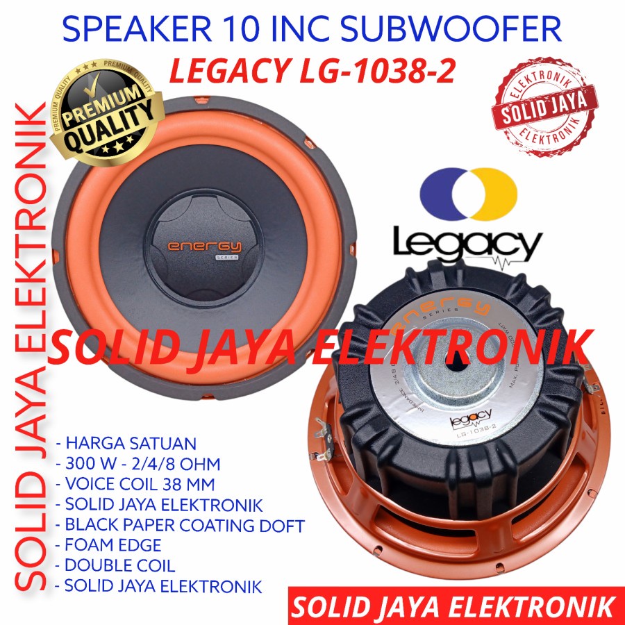 SPEAKER SUBWOOFER LEGACY 10 INC LG-1038-2 MK1 ENERGY DOUBLE COIL KOIL LG 1038-2 INCH 1038 2 SPEAKER SUBWOFER RUMAH MOBIL SUB WOOFER 10 INC IN INCH 10INC 10IN 10&quot; LG 1038-2 MK1 ASLI ORI ORIGINAL