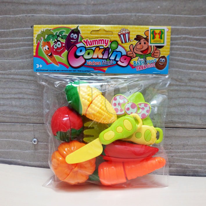 Yummy Cooking 8in1 BESAR Mainan Masak-masakan Buah &amp; Sayur Potong, Talenan &amp; Pisau
