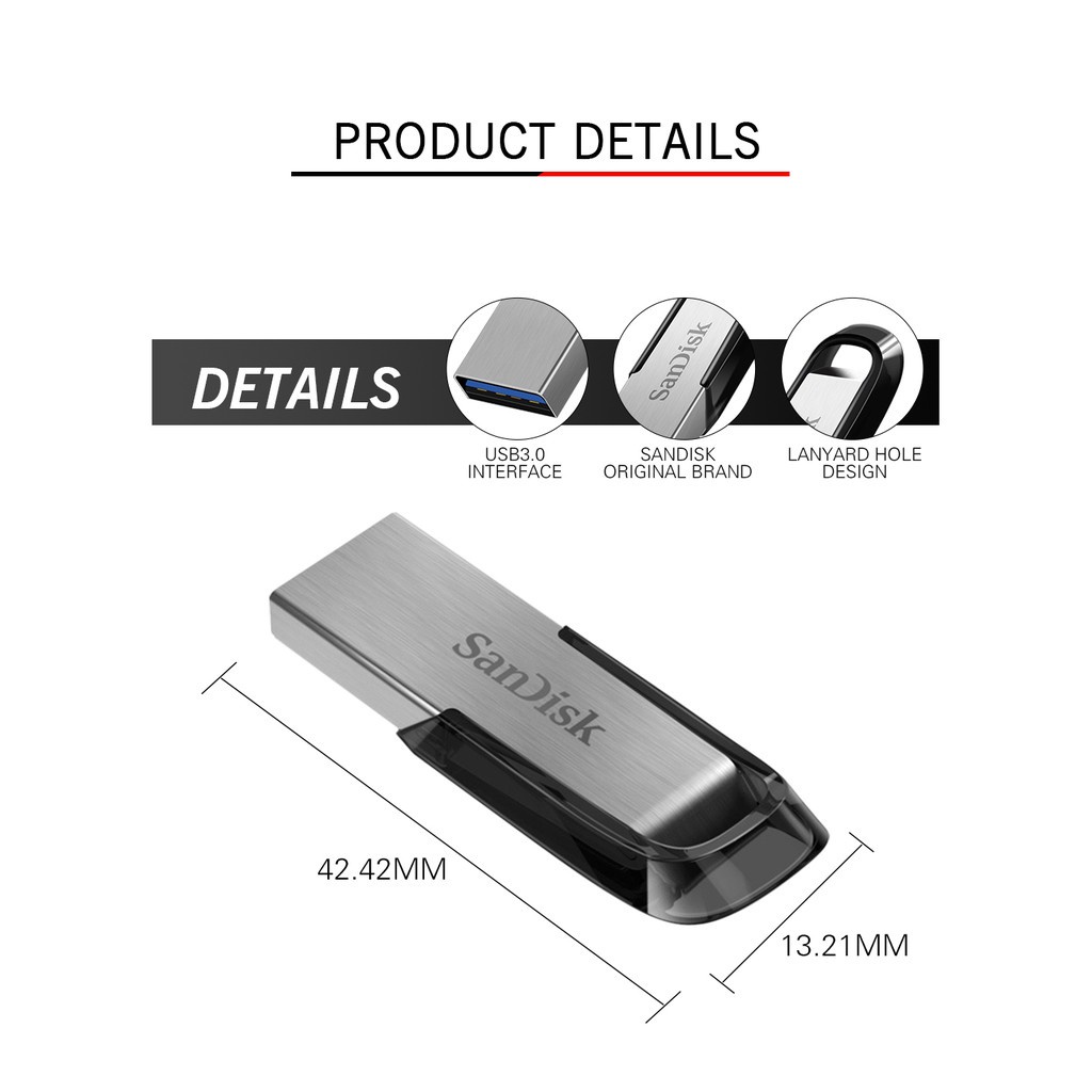 Sandisk Ultra Flair Flash Disk USB CZ73 3.0 32GB 64GB 128GB 256GB Bahan Metal