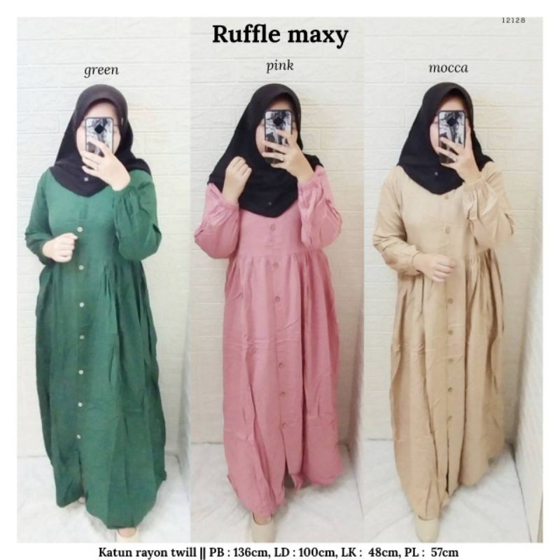 Ruffle maxy / gamis polos / gamis polos ruffle / gamis polos / gamis ruffle / gamis polos murah