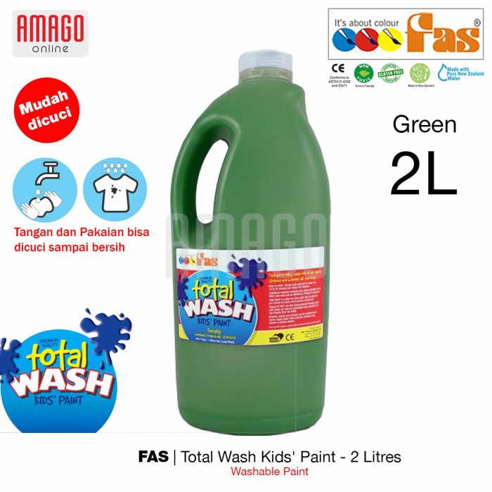 FAS TOTAL WASH PAINT - 2 LITER - CAT MUDAH DIBERSIHKAN - GREEN