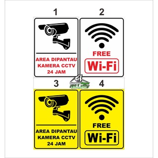 Stiker cctv, stiker free wifi stok selalu ready | Shopee ...