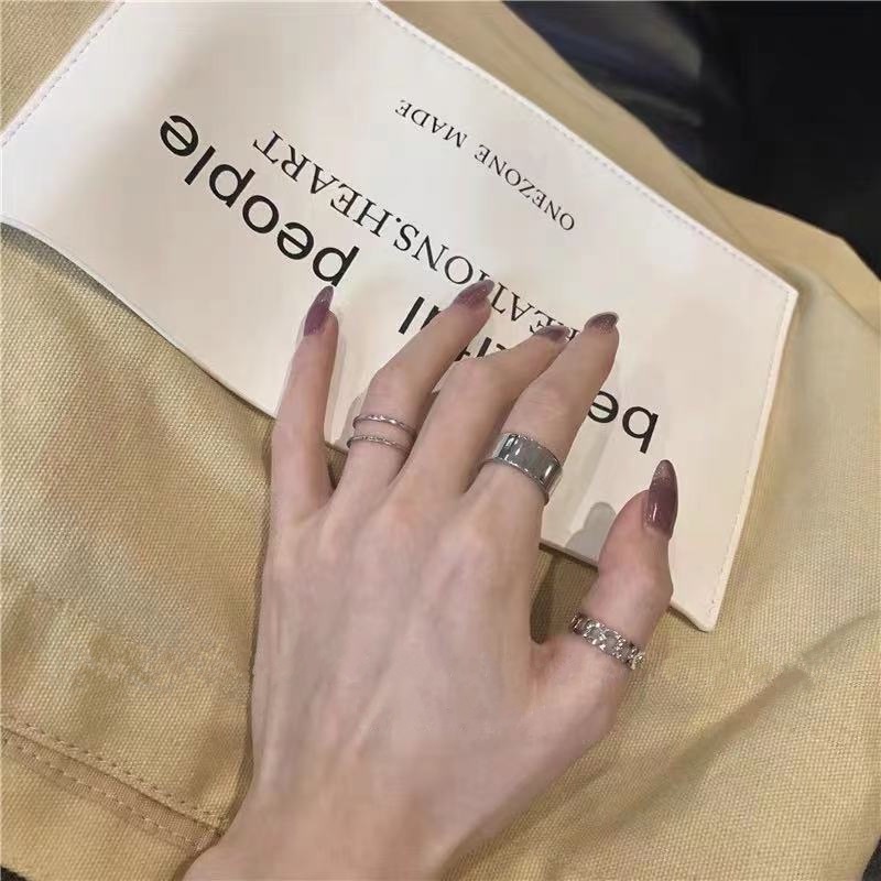 Ins minimalis hip hop punk dingin gaya keren cincin pasangan pacar nfc cincin wanita gaya Korea maha