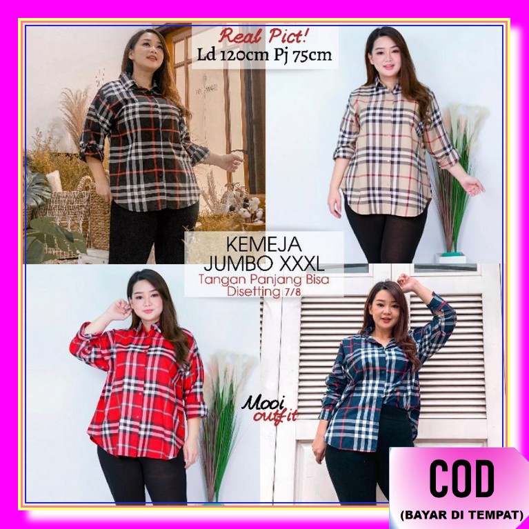 Qioca Baju Atasan Wanita Terbaru 2021 Blouse Oversize Kombinasi L JB486  Jumbo Blueberry Katun Poly
