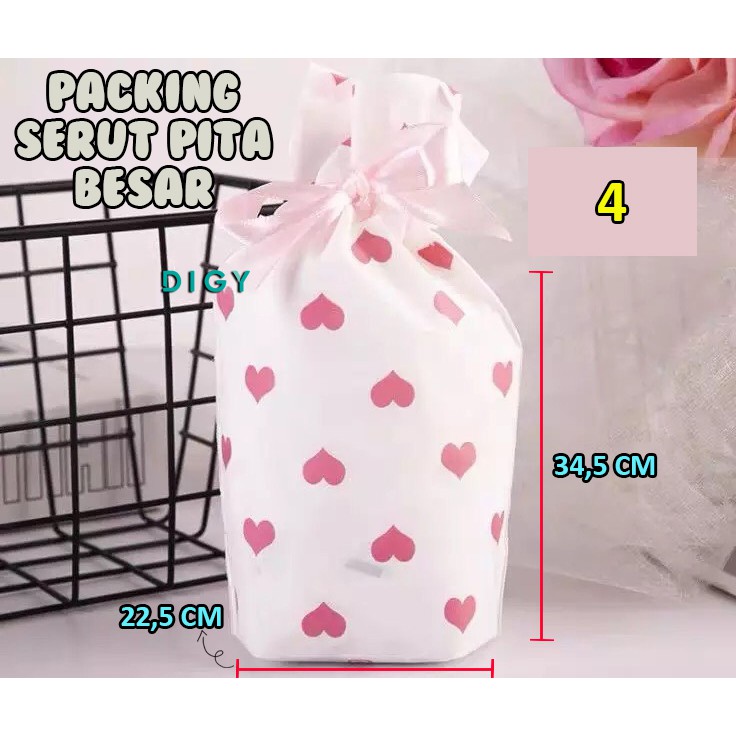 [ 5 Pcs ] Opp plastik souvenir / Packing Serut Ukuran Besar  Muat Toples 500gr dan 250gr Plastik Serut Pita untuk Cookies Kue Coklat Ulang tahun / ultah / happy birthday souvenir anak