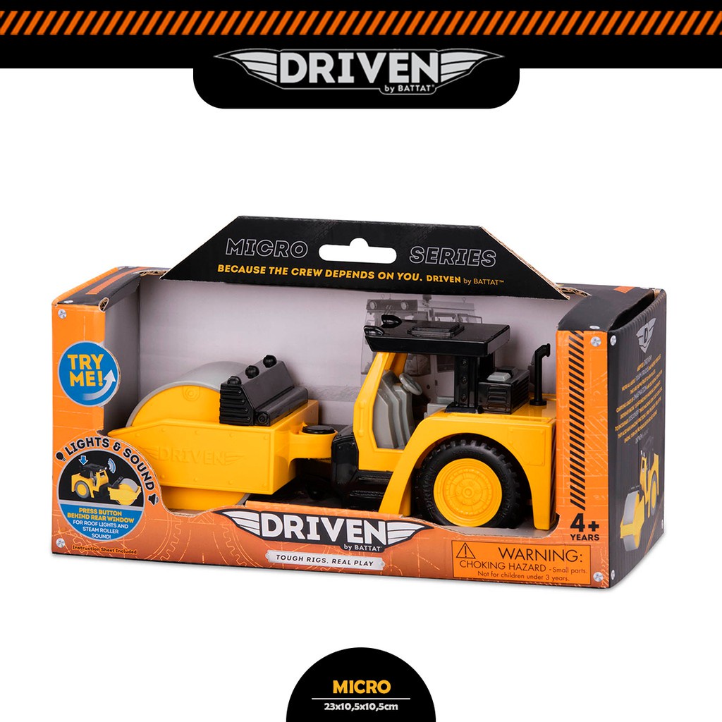 DRIVEN BY BATTAT Micro Series Micro Steam Roller Mainan Anak