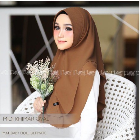 jilbab khimar Midi oval ORI FLOW / jilbab instant / hijab terbaru / khimar 2 layer/ jilbab hari raya-7