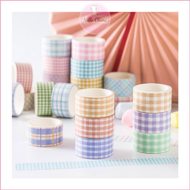 

4 ROLLS GRID PATTERN WASHI TAPE | MASKING TAPE JURNAL DECO SCRAPBOOK
