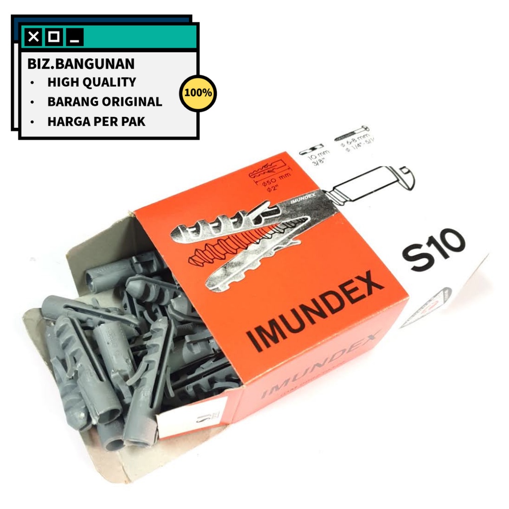 IMUNDEX ALAT TANAM SEKRUP TEMBOK S10 - FASTENER JANGKAR SKRUP S10 ISI 50 PCS