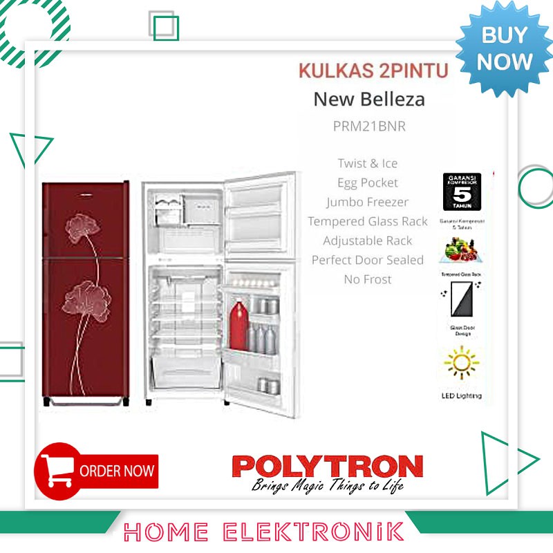 KULKAS POLYTRON BELLEZA PRM-21BNR 2 PINTU