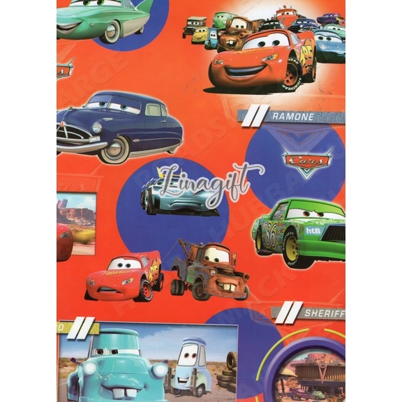 ( 5 Lembar ) SR BOYS - KERTAS KADO GLOSY - GIFT WRAP PAPER ULANG TAHUN HAPPY BIRTHDAY CARS SUPERWINGS TAYO THE BUS MCQUEEN