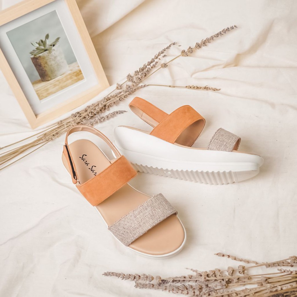 Sandal wanita wedges Sara Sara BELLINA sendal  tali warna warni sandal tinggi casual terbaru