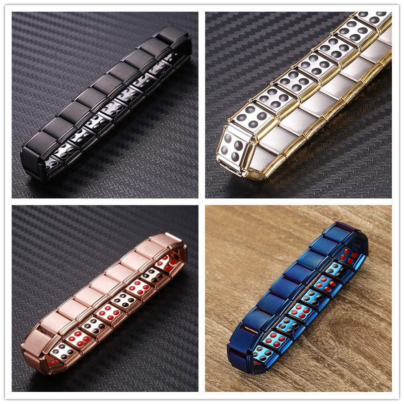 Gelang Kesehatan : Mode Titanium Baja Energi Magnetic Gelang Pria Anti-Kelelahan Gelang Kesehatan-1