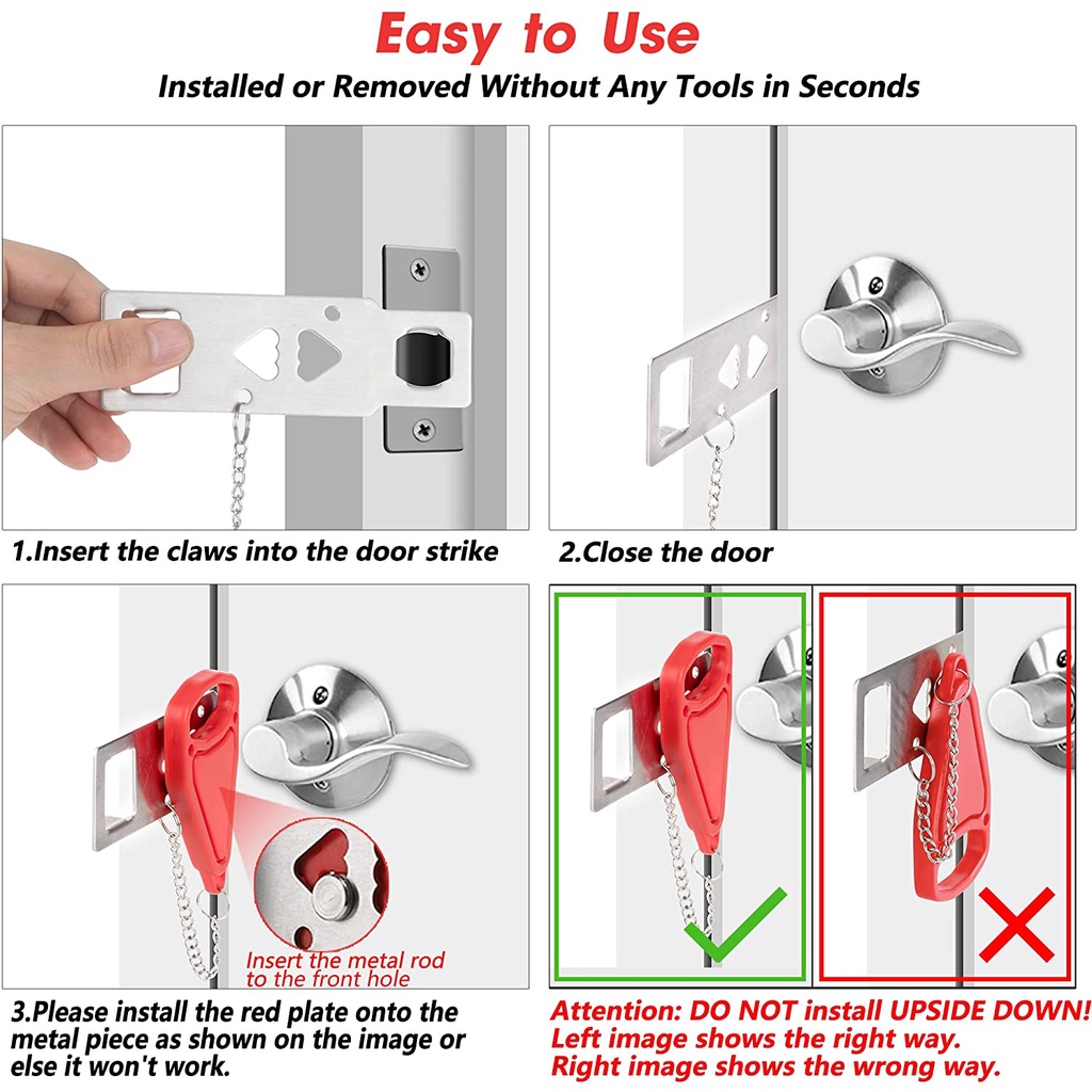 Kunci Pintu Manual Portabel Untuk Keamanan Apartemen Hotel