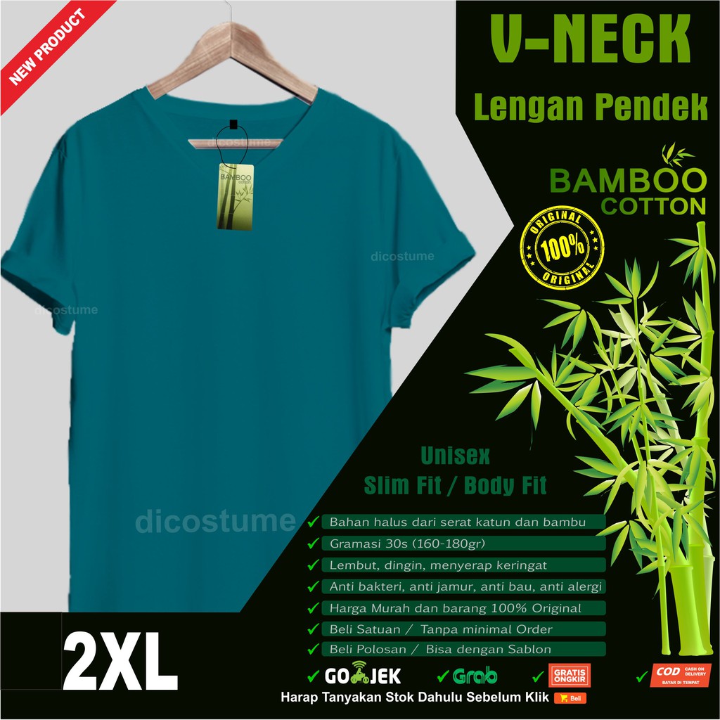 Kaos Polos Katun Bambu (Cotton Bamboo T-Shirt) V Neck XXL